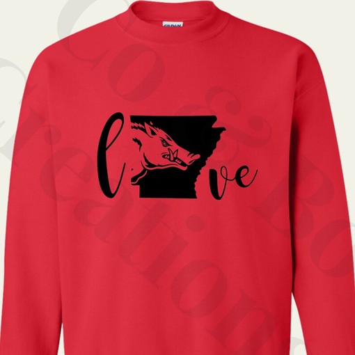 Custom Fan Gift - Razorback Sweatshirt Hoodie Shirt, Love With State - NCAA Shirt Kids - Image 2