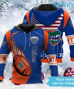 Custom Name 3D Football American Flag Florida Gators Hoodie - Perfect Gift for Gator Fans