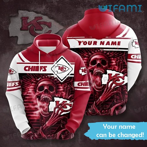Custom Name Florida Skull Block Kansas City Chiefs All-Over Print 3D Hoodie