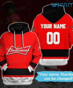 Custom Name Number Budweiser All Over Print Hoodie for Men
