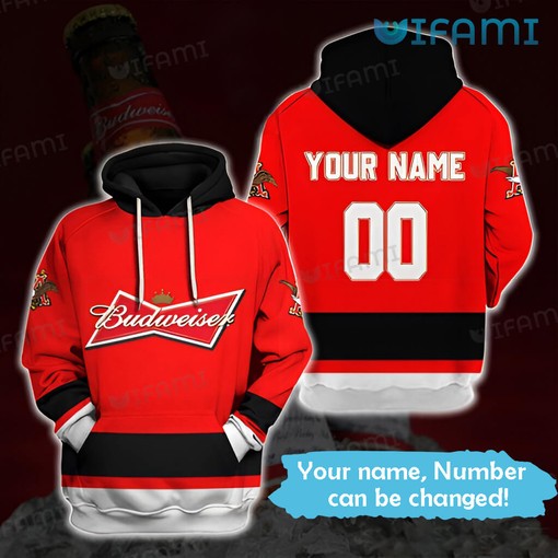 Custom Name Number Budweiser All Over Print Hoodie for Men