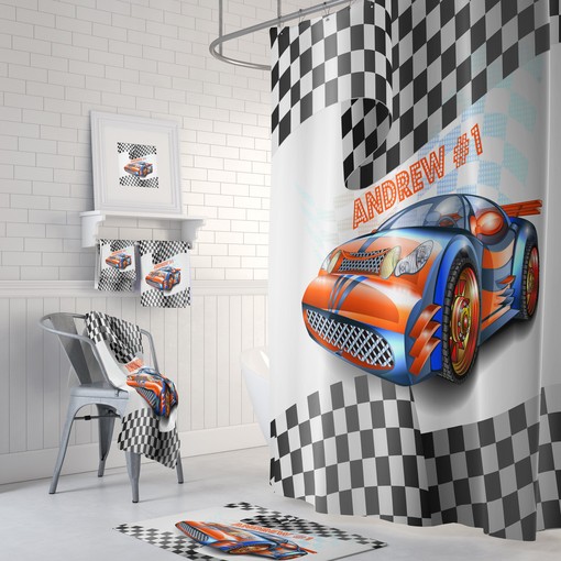 Custom Race Car Shower Curtain Set - Add Racing Fun to Your Bathroom Decor