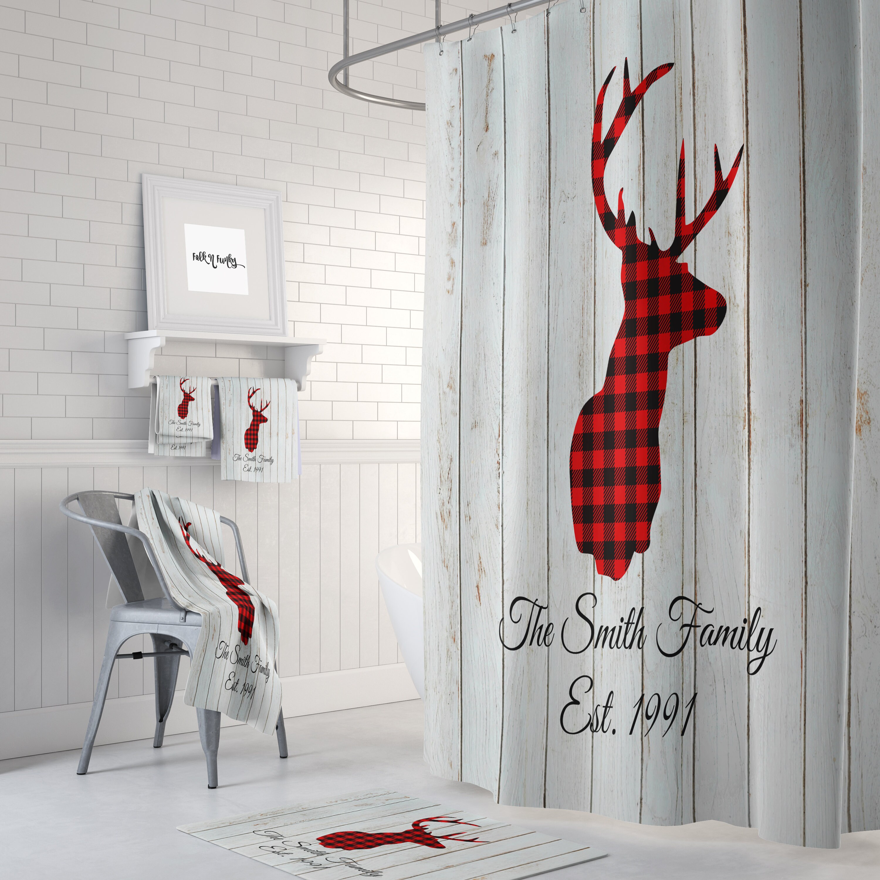 Custom Rustic Shower Curtain for Your Country Farmhouse Bathroom with Vintage Decor