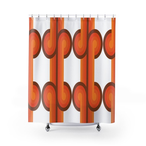 Custom Size Retro Groovy Bathroom Shower Curtain - Waffle Weave Curtain with Retro Style - Image 3