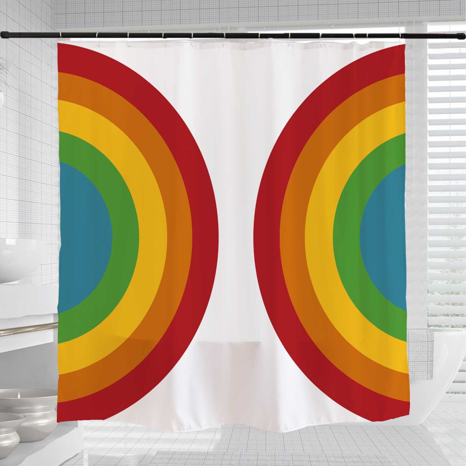 Custom Sized Rainbow Colored Shower Curtain - Vibrant and Eye-Catching addition to Your Bathroom Decor - Image 3