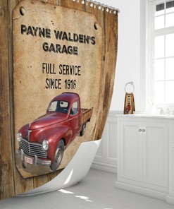 Custom Vintage Red Truck Personalized Shower Curtain with Rustic Bathroom Decor for Custom Charm