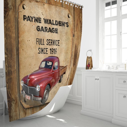 Custom Vintage Red Truck Personalized Shower Curtain with Rustic Bathroom Decor for Custom Charm