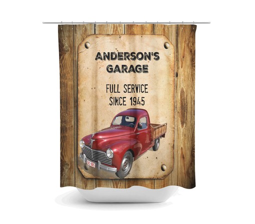 Custom Vintage Red Truck Personalized Shower Curtain with Rustic Bathroom Decor for Custom Charm - Image 4