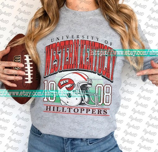 Custom Vintage WKU Football Crewneck Sweatshirt | NCAA Shirts for Men and Women