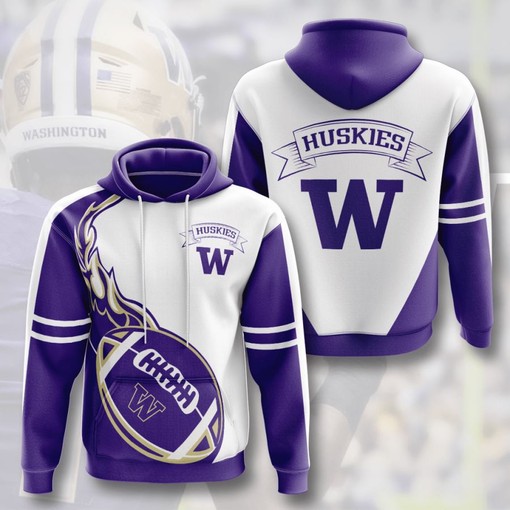 Custom Washington Huskies 3D Print Hoodie with Custom Name