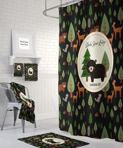Custom Woodland Lodge Theme Disney Bear Shower Curtain for a Personalized Bathroom
