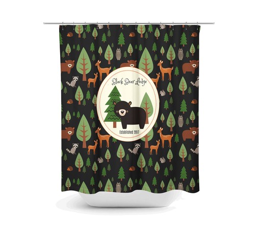 Custom Woodland Lodge Theme Disney Bear Shower Curtain for a Personalized Bathroom - Image 2