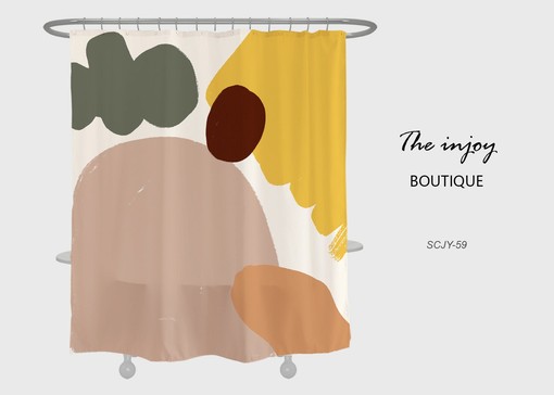 Customizable Abstract Art Shower Curtain for Bathroom Decor, Waterproof Washable with Hooks