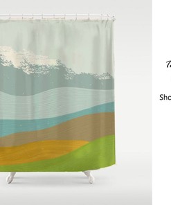 Customizable Beach Sea Waves Shower Curtain - Modern Painting Art Bathroom Decor - Waterproof and Washable