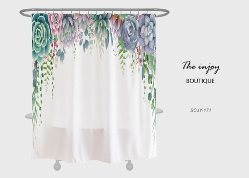 Customizable Blue Floral Boho Shower Curtain