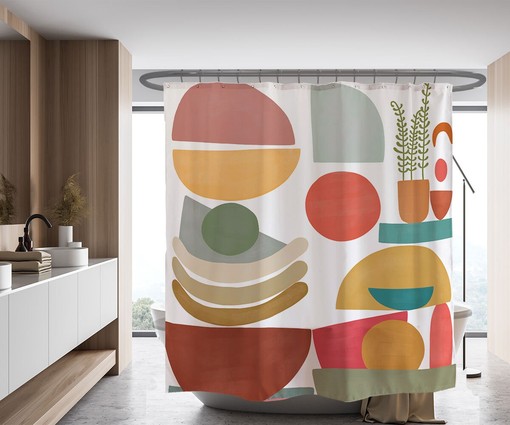 Customizable Bohemian Multicolor Designer Print Shower Curtain for Modern Bathroom Decor - Image 2