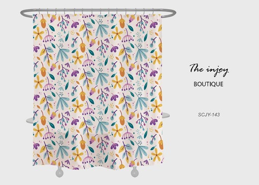 Customizable Boho Floral Flowers Home Decor Shower Curtain