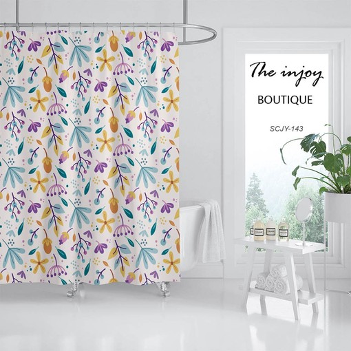 Customizable Boho Floral Flowers Home Decor Shower Curtain - Image 2