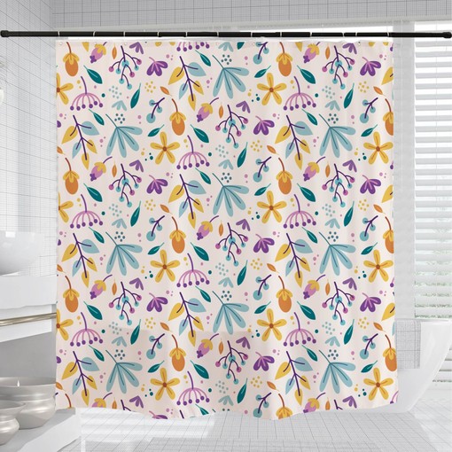 Customizable Boho Floral Flowers Home Decor Shower Curtain - Image 3
