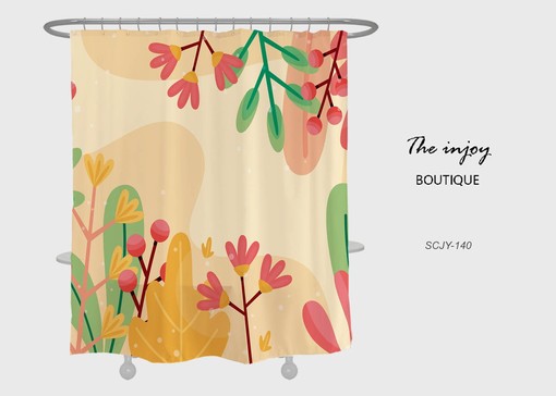 Customizable Boho Floral Flowers Plants Shower Curtain