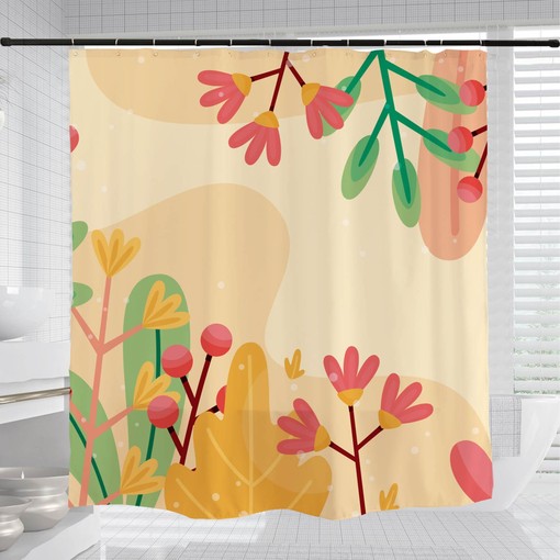 Customizable Boho Floral Flowers Plants Shower Curtain - Image 3