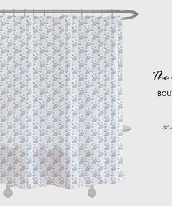 Customizable Boho Flower Shower Curtain with Hooks
