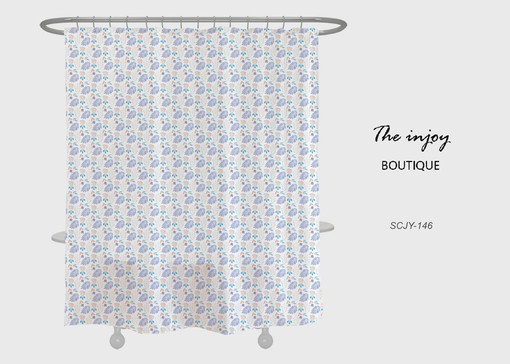 Customizable Boho Flower Shower Curtain with Hooks