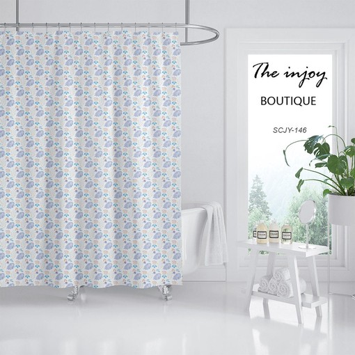 Customizable Boho Flower Shower Curtain with Hooks - Image 2