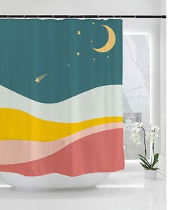 Customizable Boho Moon & Stars Phases Farmhouse Shower Curtain