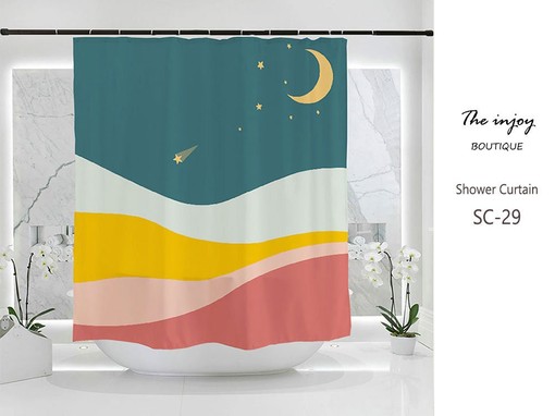 Customizable Boho Moon & Stars Phases Farmhouse Shower Curtain