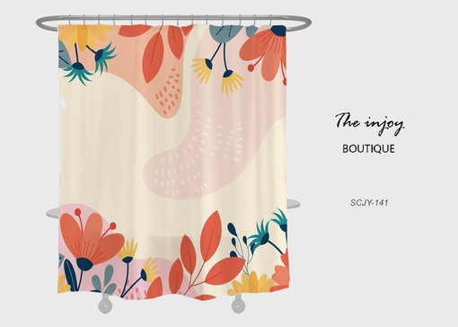 Customizable Colors Boho Floral Flowers Plants Shower Curtain
