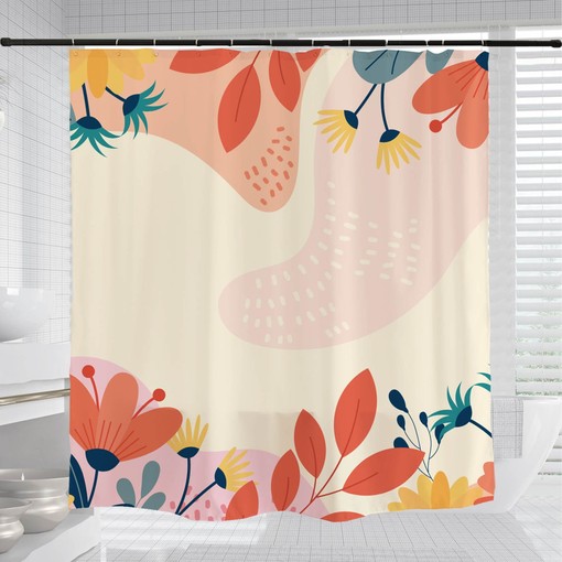 Customizable Colors Boho Floral Flowers Plants Shower Curtain - Image 2