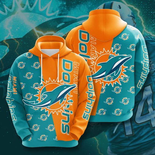 Customizable Miami Dolphins 3D Hoodie with All Over Print Design