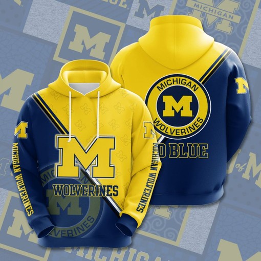 Customizable Michigan Wolverines Hoodie with 3D Graphic Design