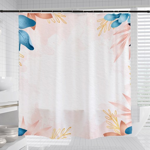 Customizable Simple Blue Flowers Shower Curtain with Waterproof Washable Material for Your Bathroom - Image 3