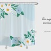 Customizable White Flowers Shower Curtain with Blue Floral Plant Decor for Your Bathroom