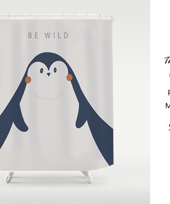 Customized Kids Penguin Shower Curtain | Cute Cartoon Curtain | High Quality Polyester | Bathroom Decor + Quotes