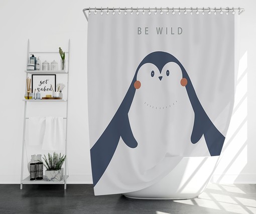 Customized Kids Penguin Shower Curtain | Cute Cartoon Curtain | High Quality Polyester | Bathroom Decor + Quotes - Image 2