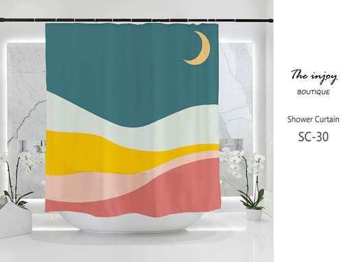Customized Night Moon Phases Shower Curtain - Waterproof Boho Home Decor with Scenic Styles