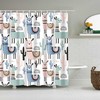 Cute Alpaca Kids Bathroom Shower Curtain | Colorful Llama Animal Fabric Home Bathroom Decor