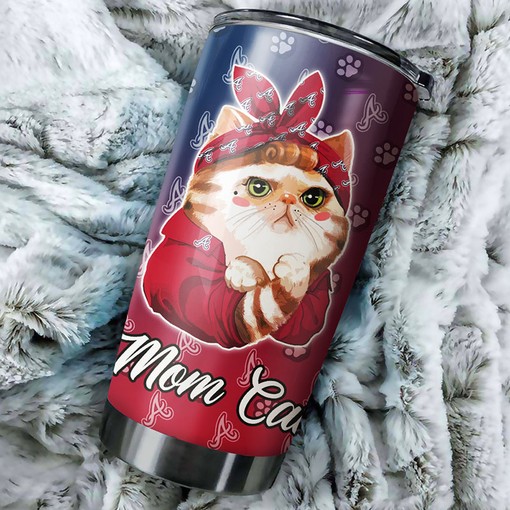 Cute Atlanta Braves Cat Mom MLB Tumbler with Logo for Feline Lovers Everywhere