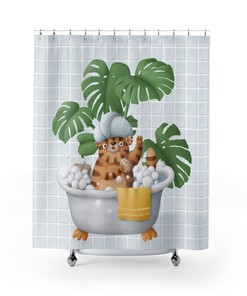 Cute Bear Print Shower Curtain - Add Playful Charm to Your Restroom