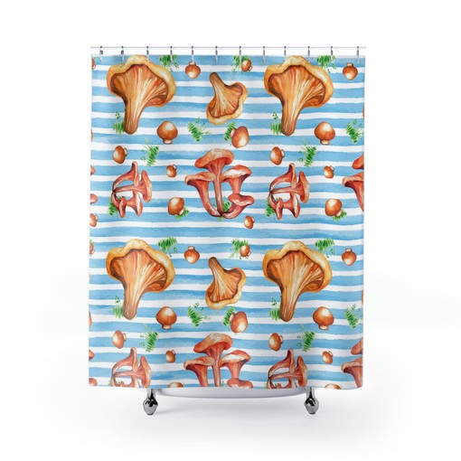 Cute Boho Mushroom Shower Curtain | Retro Gothic Bath Decor | Unique Restroom Shower Curtains - Image 2