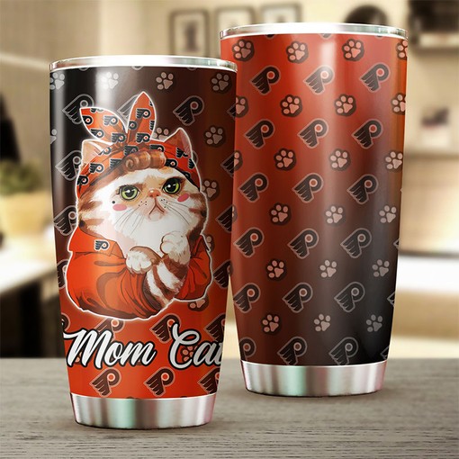 Cute Cat Mom Philadelphia Flyers NHL Tumbler for Fans - Image 2