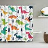 Cute Dinosaur Kids Bathroom Shower Curtain | Colorful Fun Fabric Home Bathroom Decor