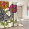 Cute Elephant and Pink Flower Shower Curtain for Kids Bathroom, Wildlife Safari Theme