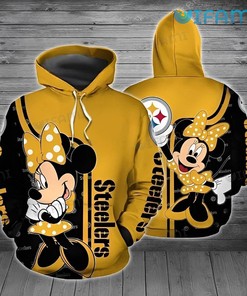 Cute Minnie Mouse Holding Logo - Steelers All Over Print Hoodie with Adorable Design