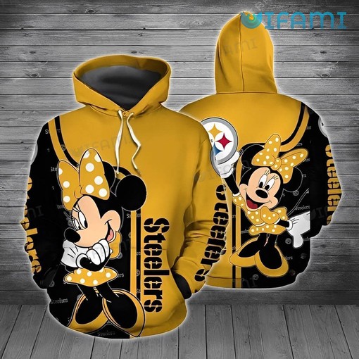 Cute Minnie Mouse Holding Logo - Steelers All Over Print Hoodie with Adorable Design