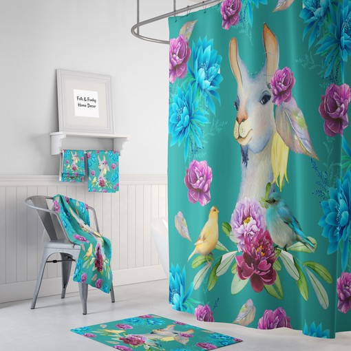 Cute Personalized Llama Disney Shower Curtain for a Kids' Bathroom