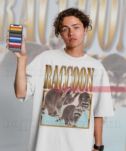 Cute Raccoon Tanuki Tee - Retro Style Homage Shirt for Raccoon Lovers
